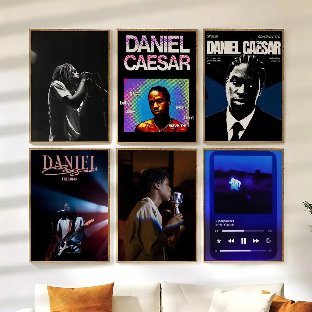 D-Daniel Caesar Singer Poster Wall Stickers HD Painting Self Adhesive Art Decals for Bedroom Living Room Home Decor