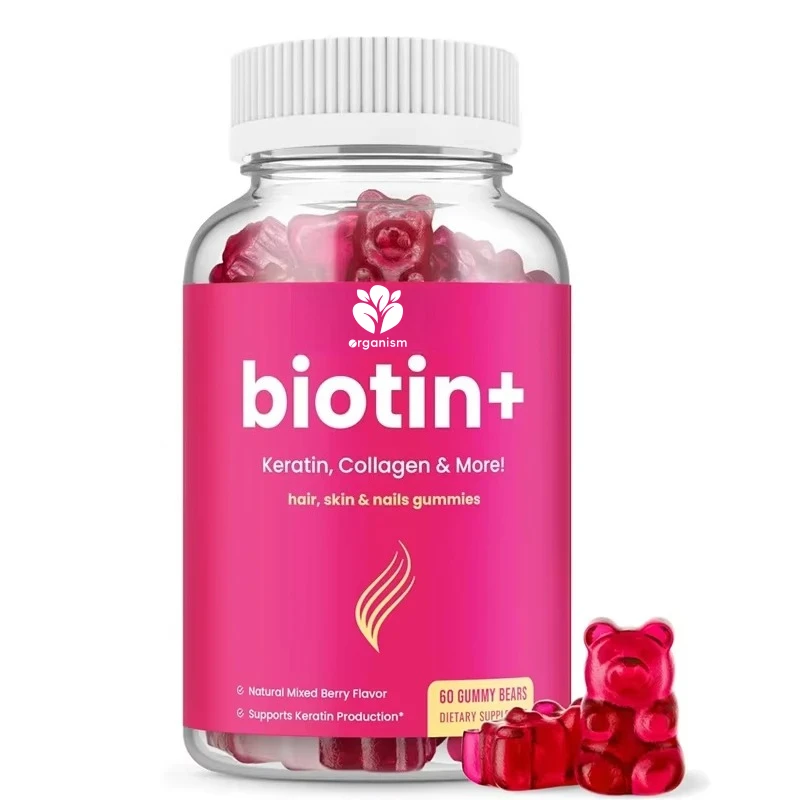

Hair,skin,and nail gummies collagen and keratin biotin 5000mcg biotin beauty complex,60 capsules suitable for both men and women