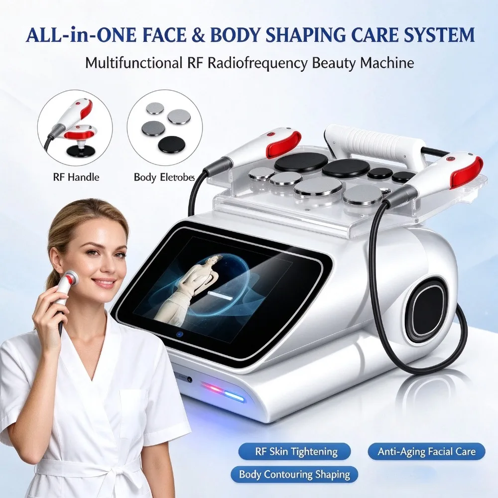 All-in-One RF Face Body Shaping Machine, Radiofrequency Beauty Device for Skin Tightening, Anti-Aging & Body Contouring