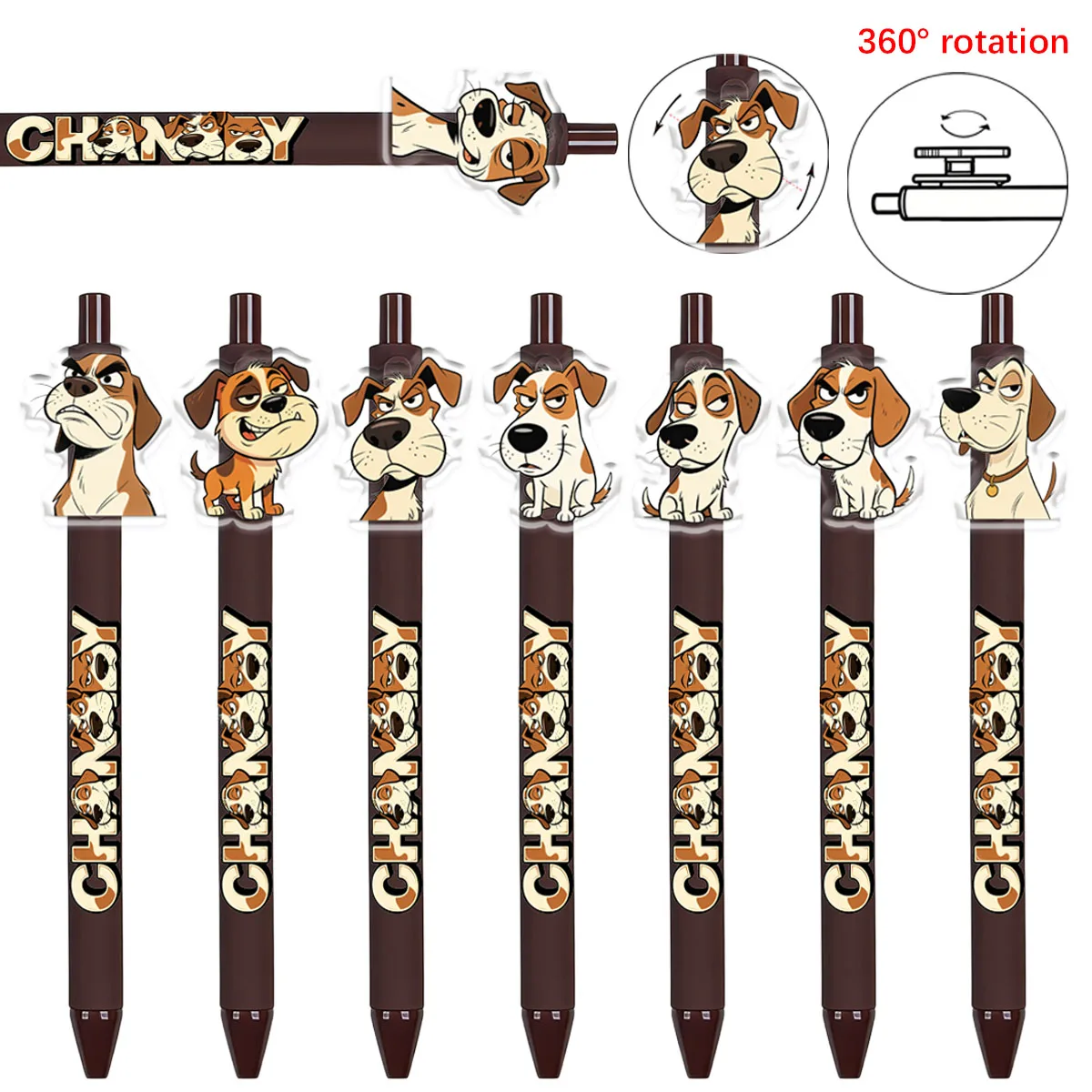 

8pcs/12pcs Absurd Dog Theme Pattern Ballpoint Pen Gift Rotating Ballpoint Pen