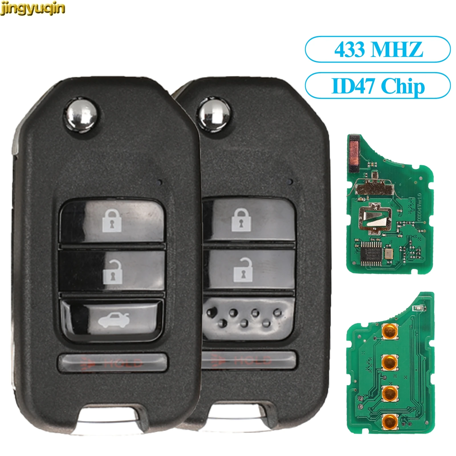 

Jingyuqin Remote Car Key Control 433MHZ ID47 A/G System For Honda Civic Accord City CR-V Jazz XR-V Vezel HR-V FRV XRV HRV GREIZ