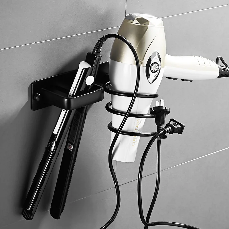 1Pcs Hair Dryer Stand Bathroom Wall Mounted Hair Dryer Hair Straightener Curling Iron Storage Rack Space-Saving Storage Rack