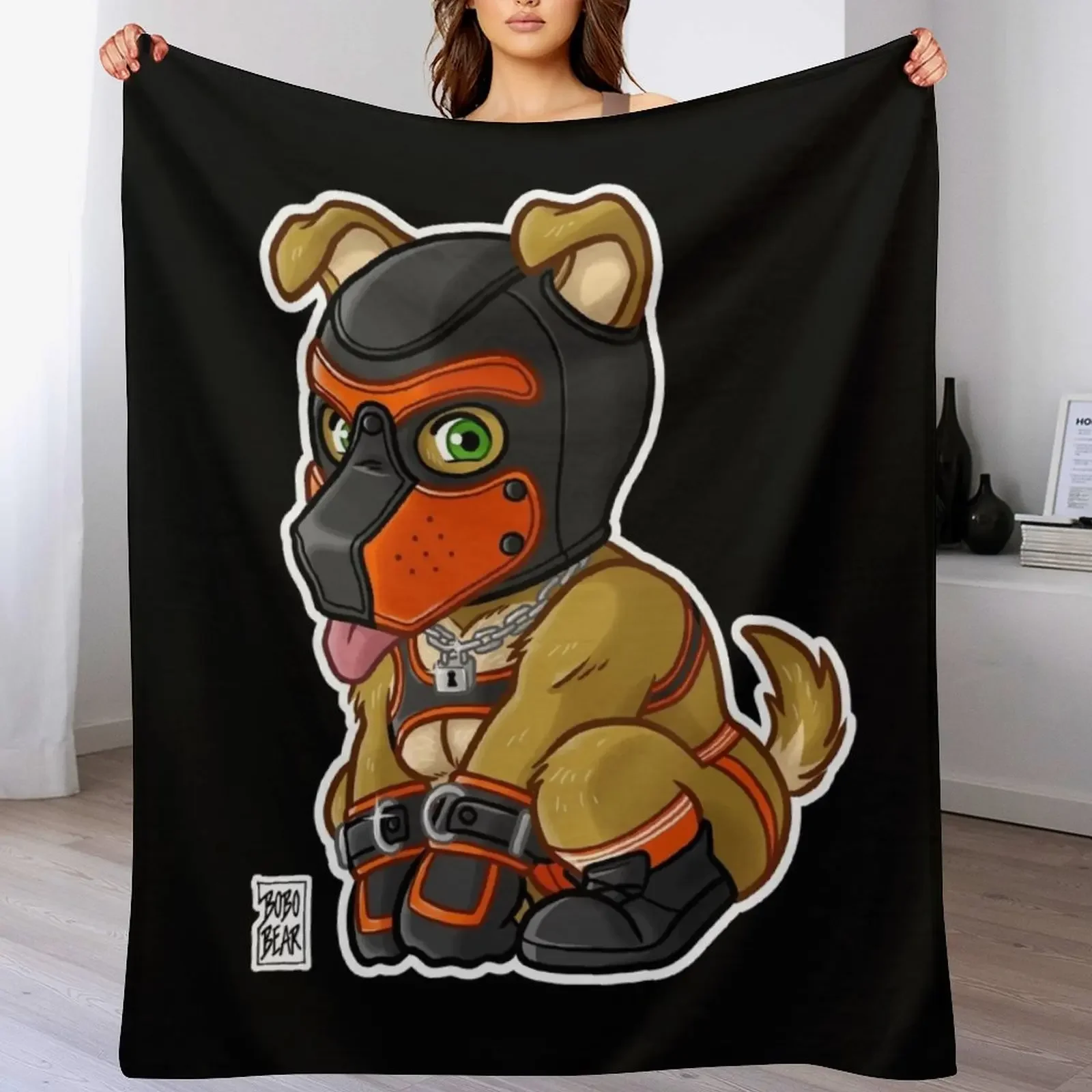 PLAYFUL PUPPY - ORANGE MASK - BEARZOO SERIES Throw Blanket Air Conditioner Soft Blanket for Office Home