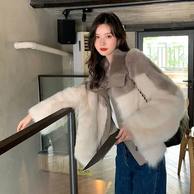 2024 Winter Luxury Korean Style Popular Fur for Women Winter New Thick Plush High-end Environmental Protection Fashion Fur Coat