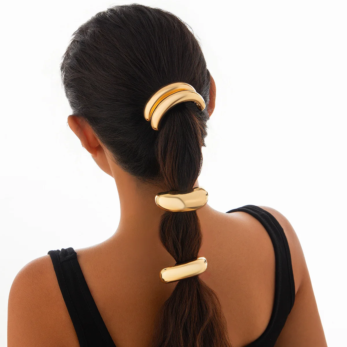 Metal Irregular Double-layer Hair Bands Ropes for Women Headband Elastic HairPins Hairband Fashion Jewelry Hair Accessories Gift image 2