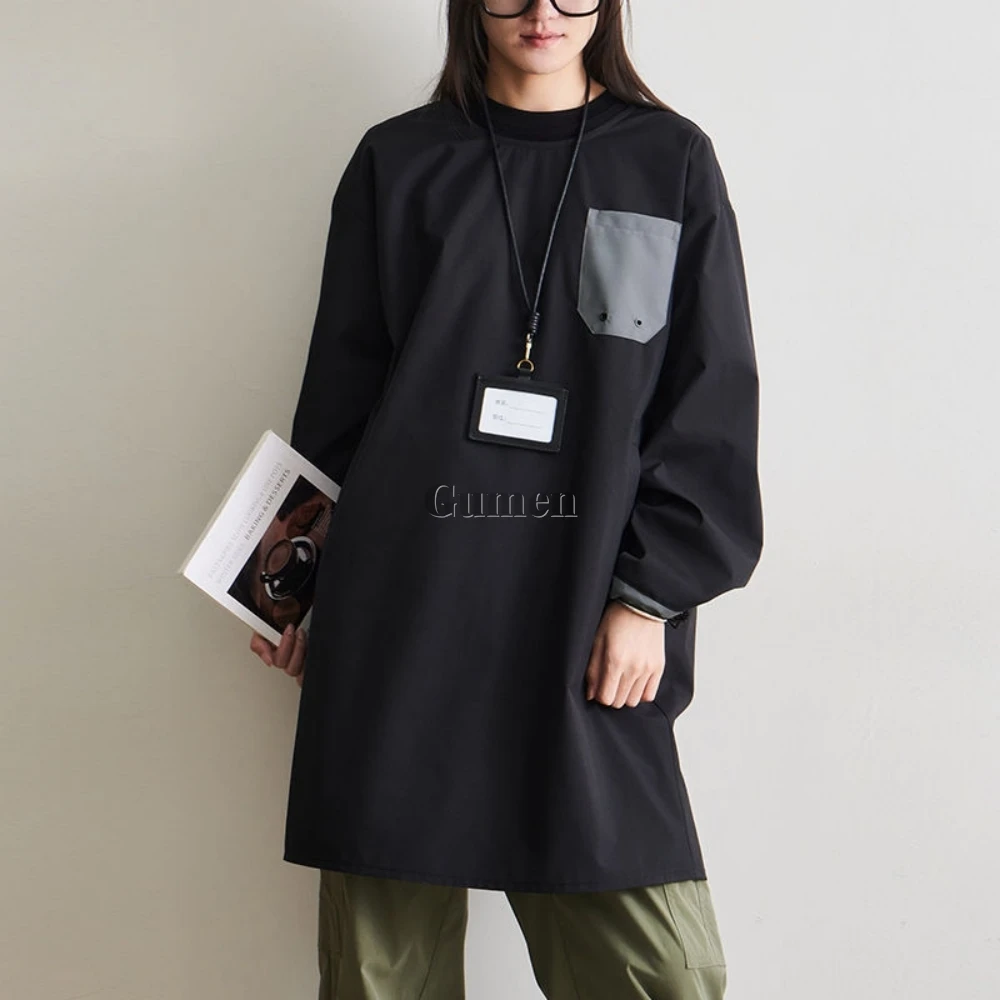 

Pet Shop Groomer Waterproof Working Clothes Men And Women Black Smock Apron Barber Uniform Hairdresser's Robe Custom Logo