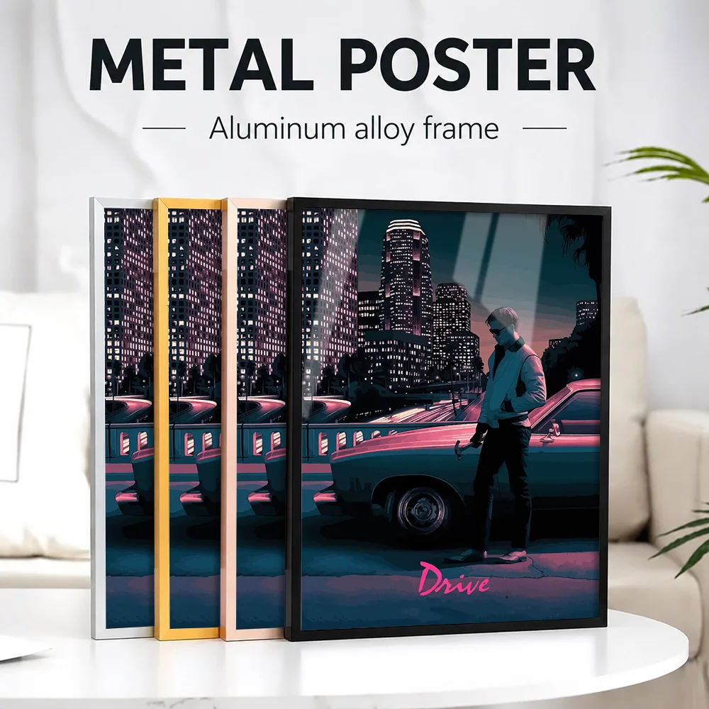 Drive Movies Metal Poster With Aluminum Alloy Frame Personalized Photo Dramatic Screen Style Wall Art For Lounge Director Gift