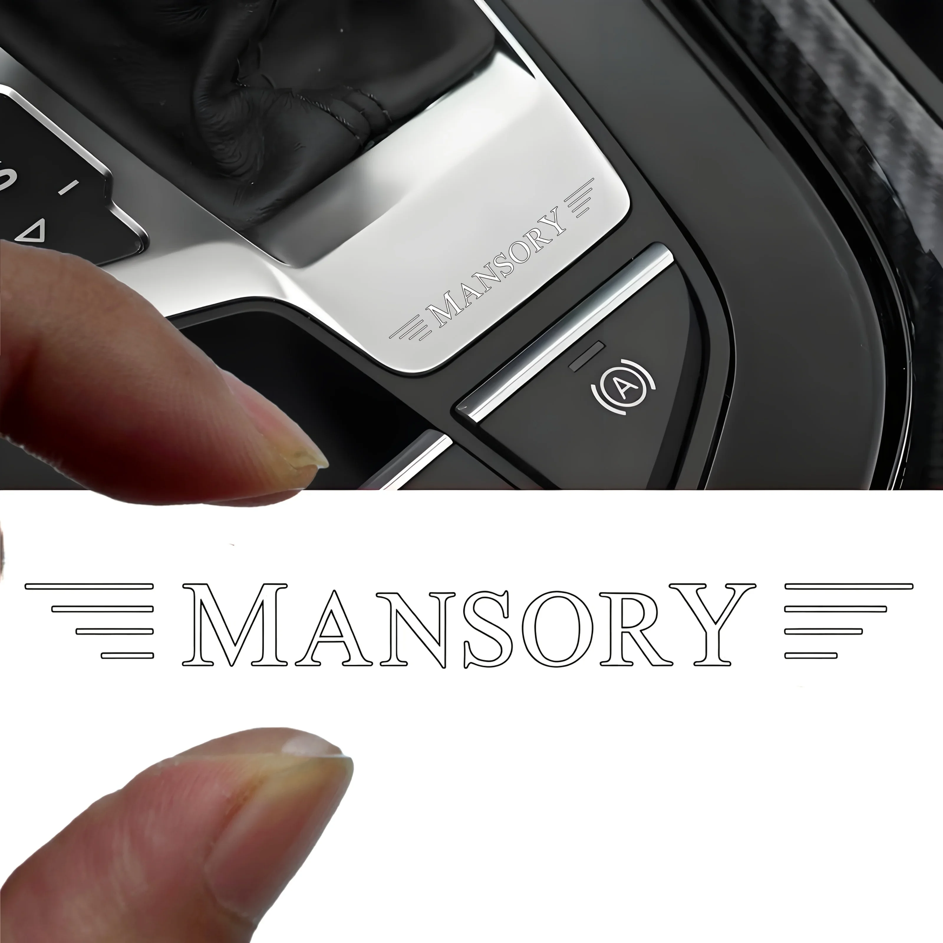 1PC White Text-Style Decorative Lines Waterproof Self-Adhesi
