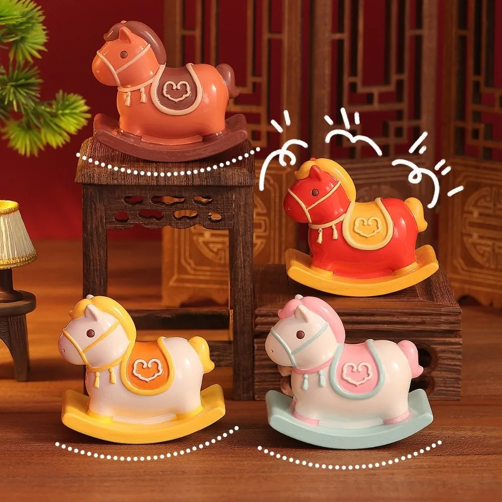 Cute 2026 Horse Year Mascot Ornaments Resin Lifelike Zodiac Horse Figurines Decorative Funny Horse Figures Ornament Table Desk