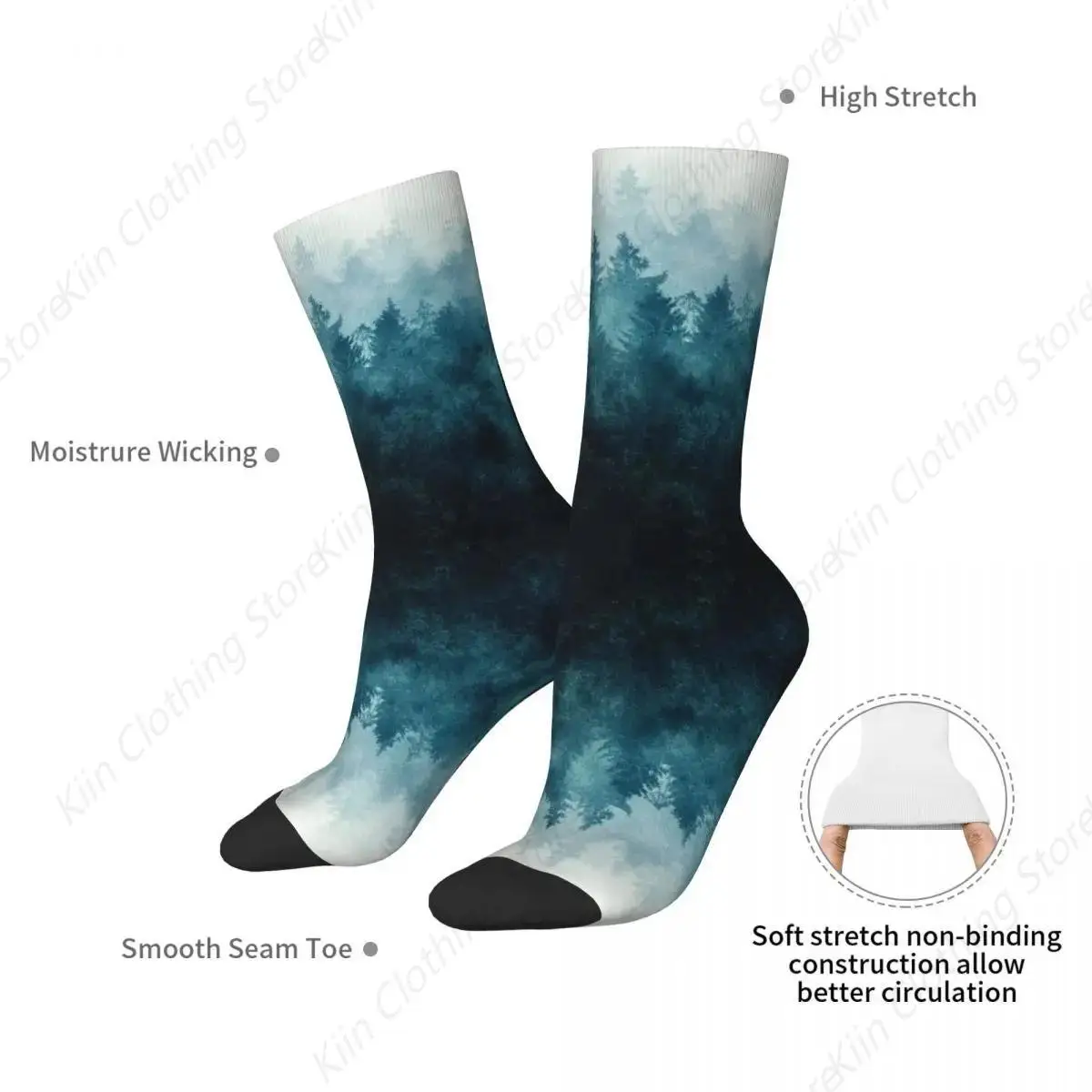 Foggy Fall Wilderness Forest Socks Harajuku High Quality Stockings All Season Long Socks Accessories for Man's Woman's Gifts