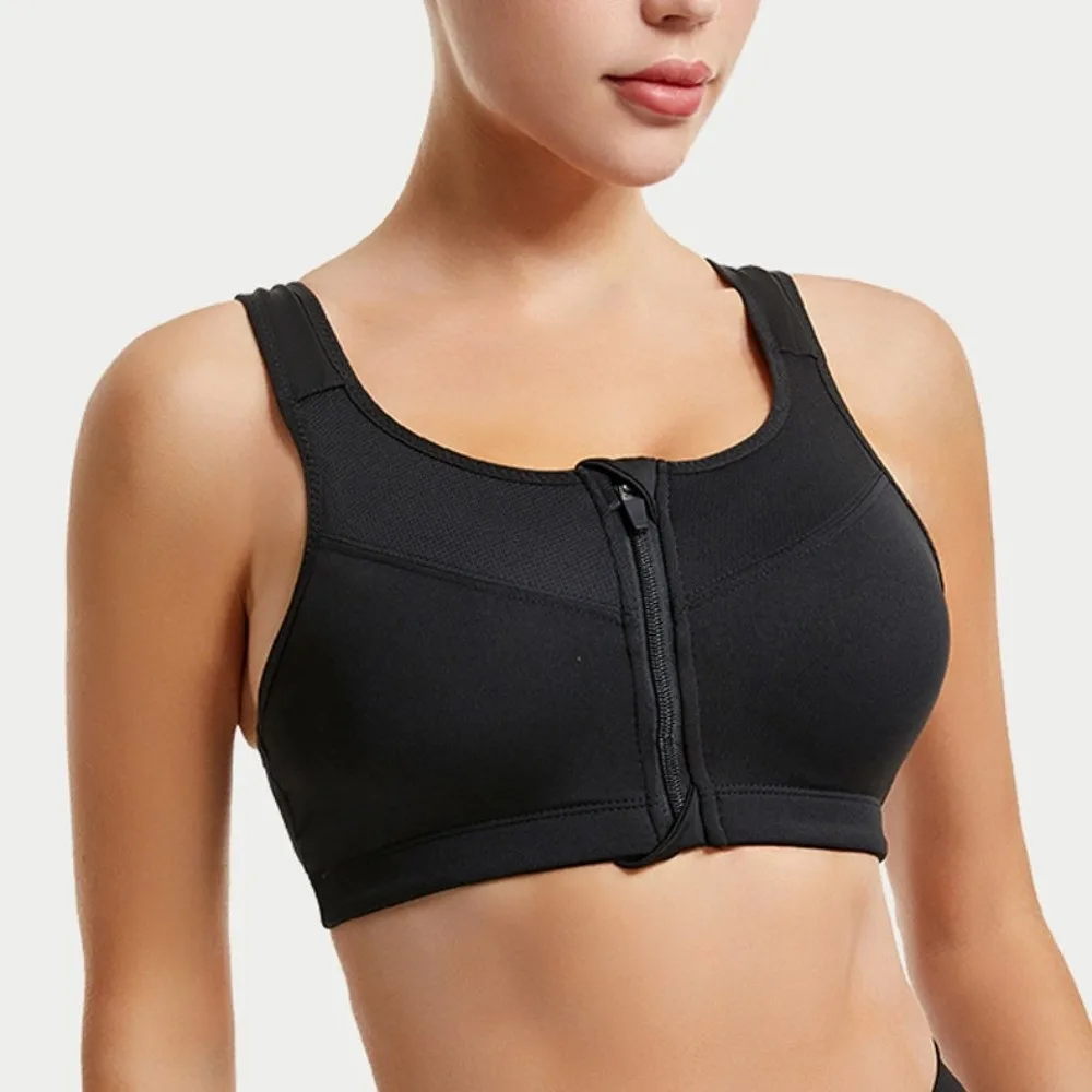 

Zipper Sports Bra Anti-shake Design Comfortable Fitness Back-breasted Vest Adjustable Moisture-Wicking Yoga Underwear Running