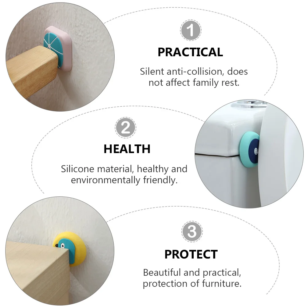 

6Pcs Silent Anti-Collision Door Knob Pads Wall Protector Mute Cartoon Silicone Crash Cushion Self-Adhesive No Drilling Required