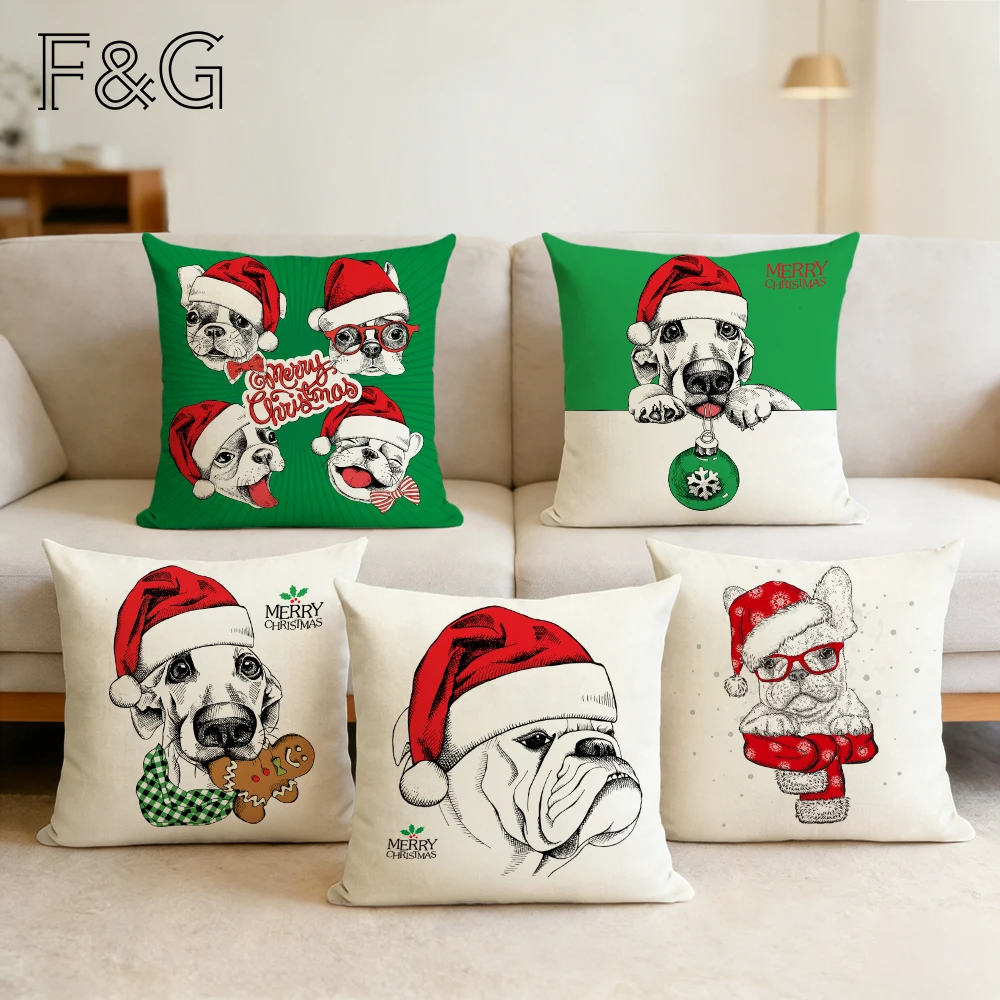 

Рождество собачья подушка крышка милых Мопсов эскиз рисунка декоративная подушка сиденья для автомобиля дивана наволочка для домашнего декора