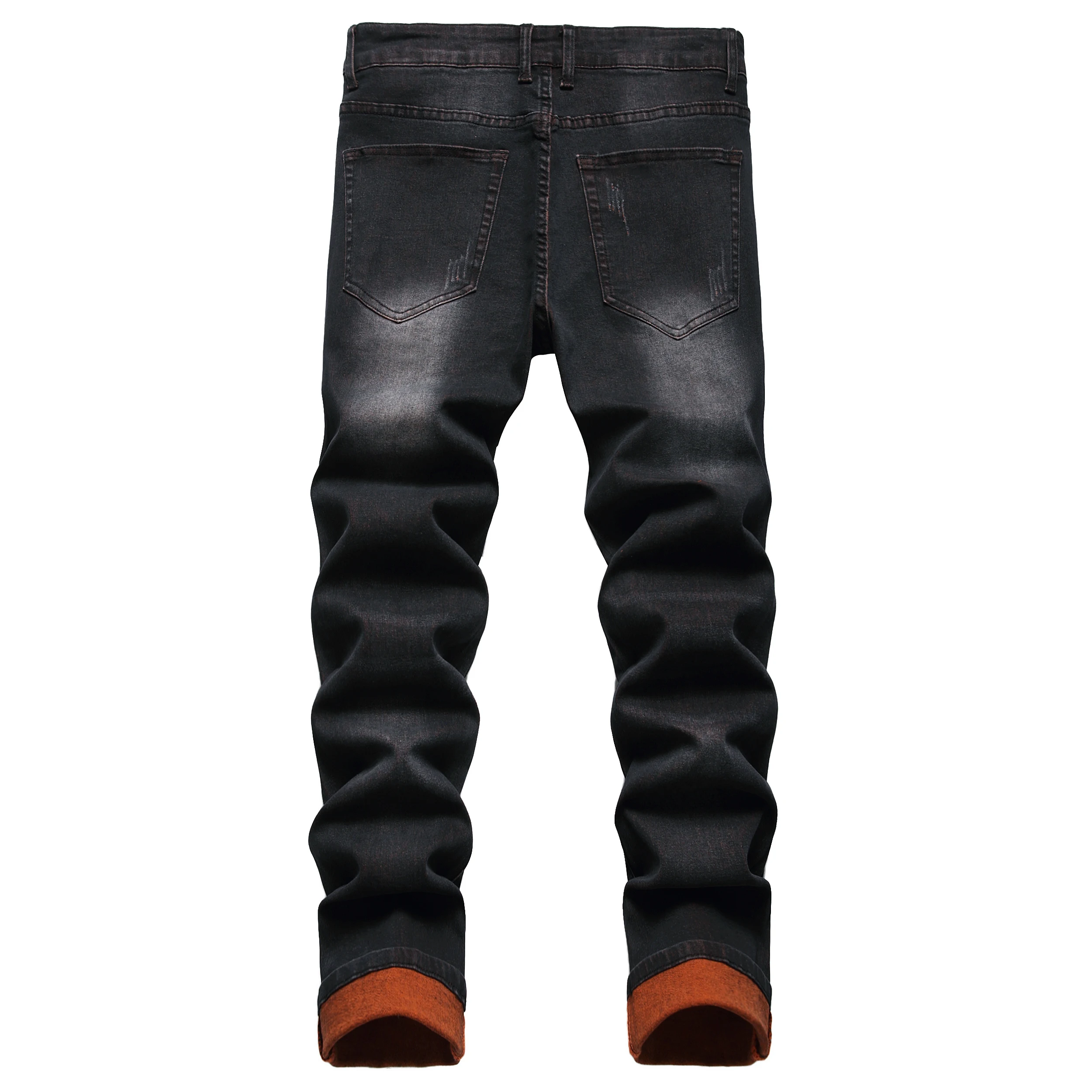 Men's black distressed jeans Men's orange distressed long pants Casual party stretch denim long pants 511