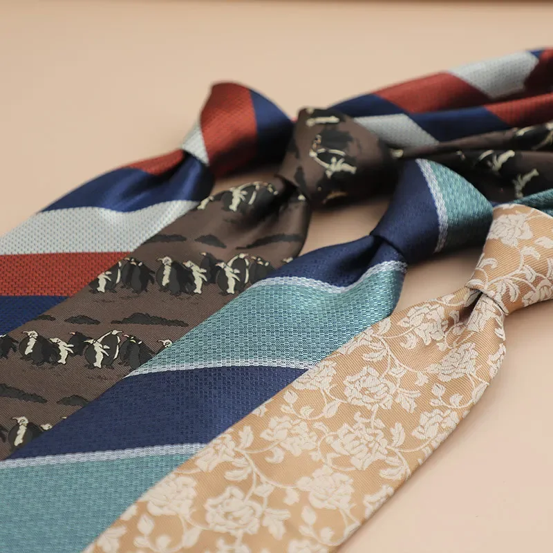 

French style retro formal tie men's 8cm business professional gentleman hand made beige coffee