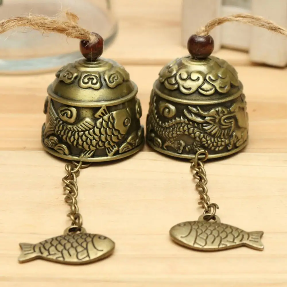 Chinese Dragon Fish Pattern Wind Chime Feng Shui Bell Blessing Auspicious Sign Good Luck Fortune Hanging Wind Chime Home Decor