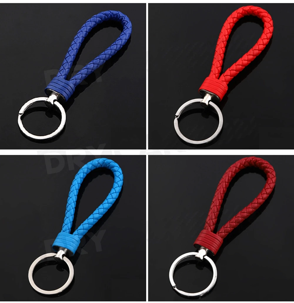 

1PC New Unisex Braided Leather Rope Handmade Waven Keychain Leather Key Chain Ring Holder for Car Keyrings Men Women KeyChains