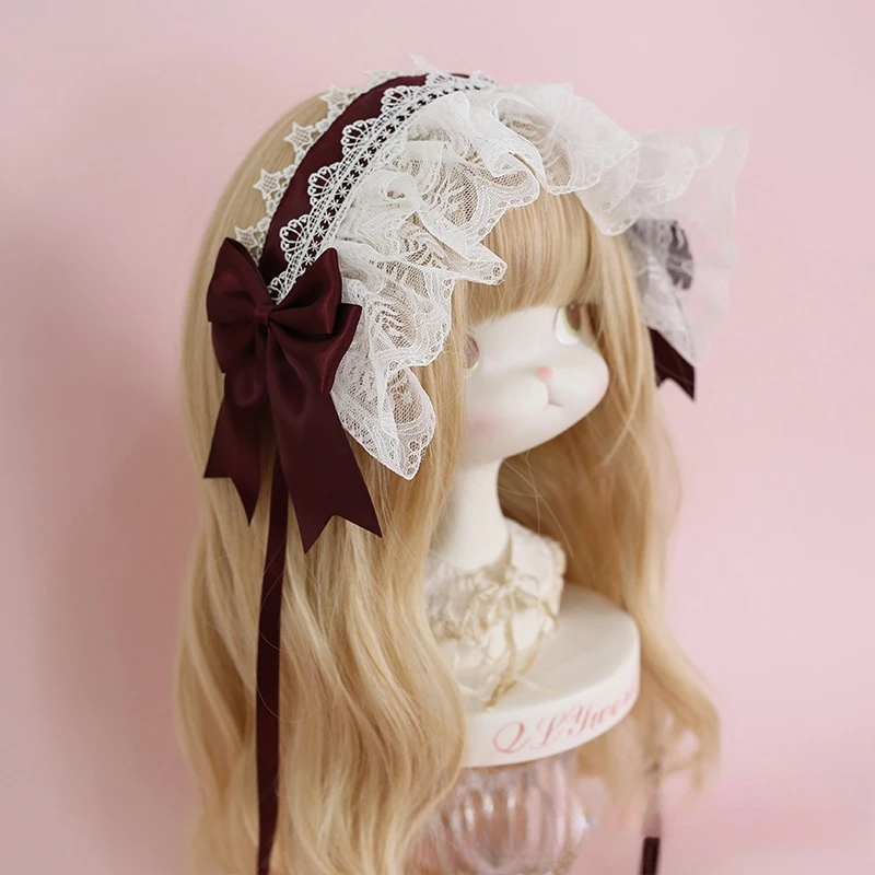 lolita headband hair accessories hair accessories sweet lace headband KC dark ribbon bow