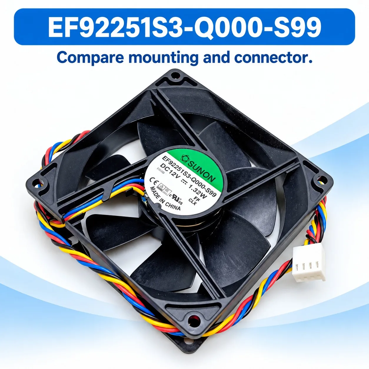 EF92251S3-Q000-S99 Cooling Fan 92mm 12V 0.11A 2700RPM PWM 4-Pin for SUNON