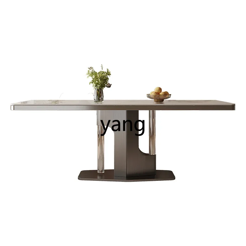 

ZL rock slab dining table and chair combination marble simple rectangular microcrystalline stone dining table