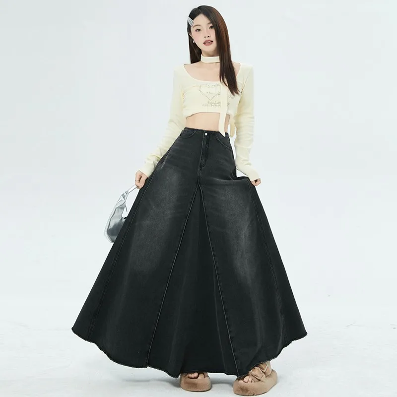 

2024 Spring High Waist A-line Long Skirt Women's Elegant High Waist Slim Wrapped Hip Skirts