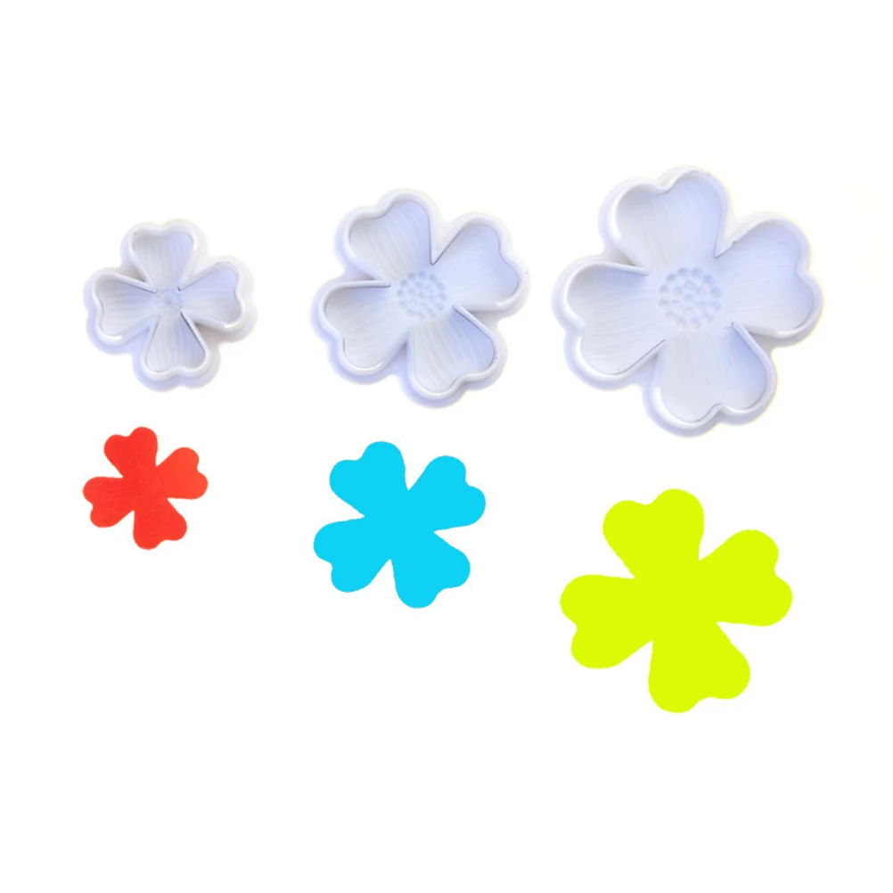 

3pcs Baking Mold White Color Plunger for Cake Sugar Paste DIY Tools Cookie Dough Four Leaf Clover Shape