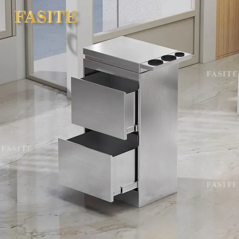 For Hair Stainless Steel Barber Tool Cabinet Hairdresser Storage Locker Work Station with Drawers for Beauty Shop