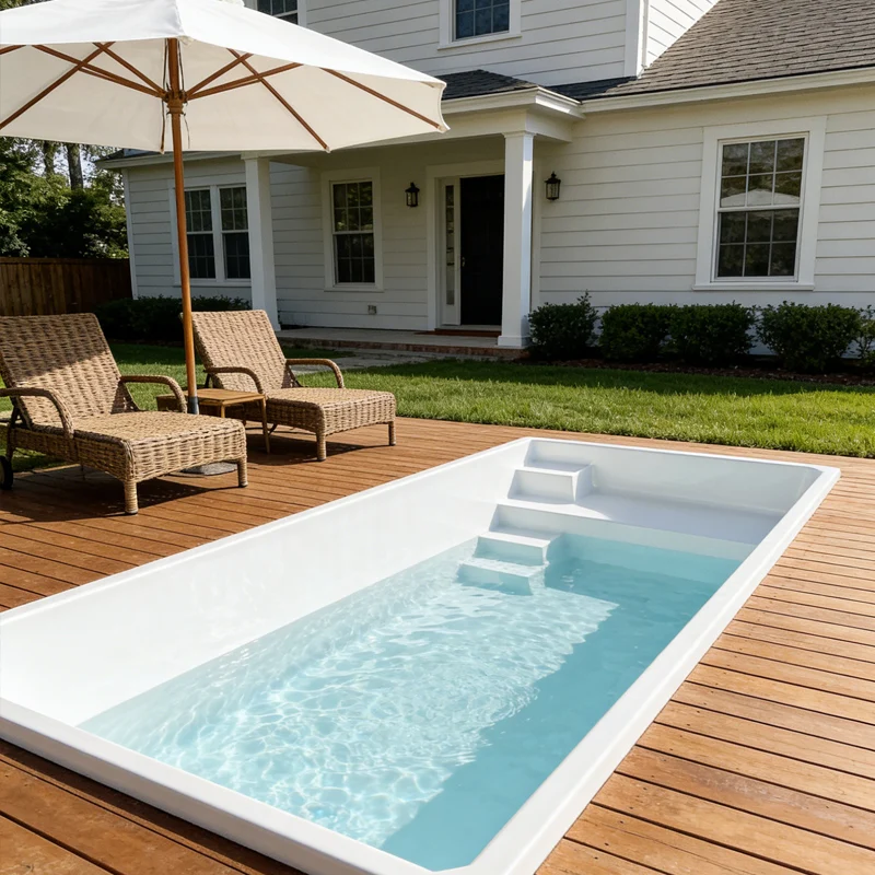 Rectangle Estate Pool with Ornate Tile and Classical Statuary for Residential Use Custom