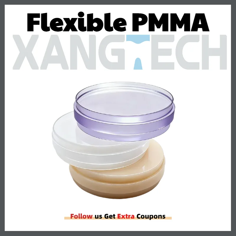 XANGTECH Flexible PMMA Block A0 A1 A2 A3 Clear 98mm for Dental CAD CAM System for Dental Lab Dental Materials