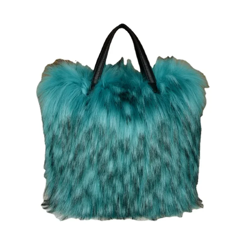 Luxury Design Women\'s Faux Fur Handbag Winter Soft and Fluffy Large Capacity Tote Bag High Quality Pu Splicing Shopper Purses