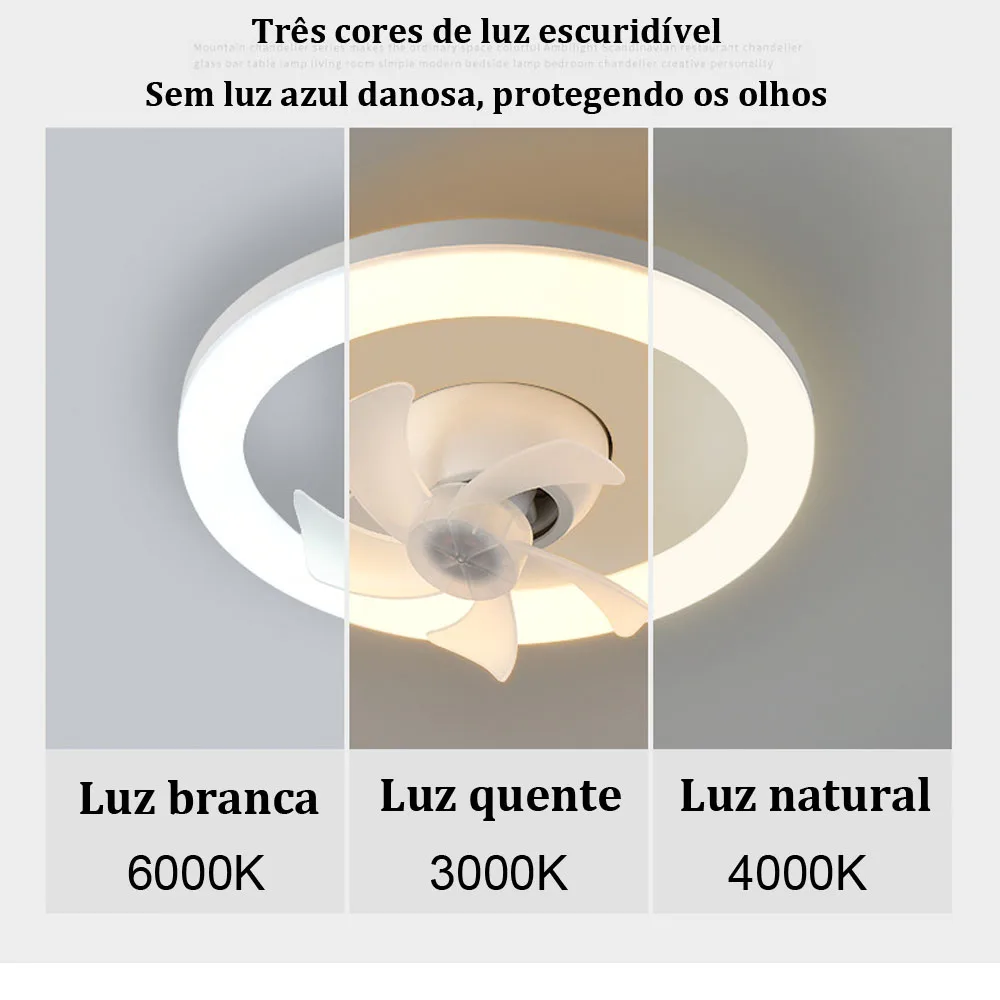 Imagem -02 - Ventilador de Teto com Luz Led e Controle Remoto Luz de Resfriamento Elétrico Rotação 360 ° Luz Decorativa Interior