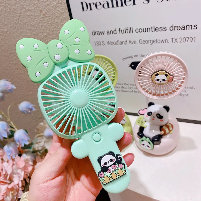 Kawaii القوس الباندا مروحة يدوية الصيف لطيف بارد مروحة محمولة مع كابل يو اس بي قابلة للشحن مروحة صغيرة الحيوان سطح المكتب الديكور
