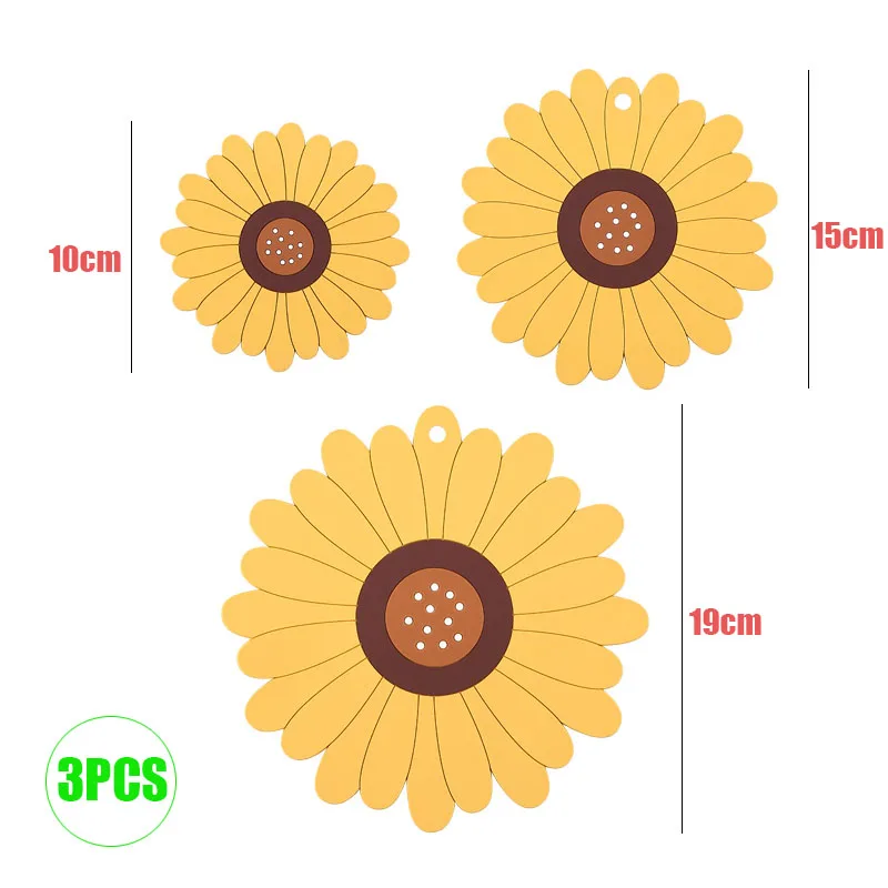 Sunflower Non-Slip Insulation Mats Coaster Tableware Cup Thicken Pads Heat-insulated Bowl Placemat Home Desktop Decoration