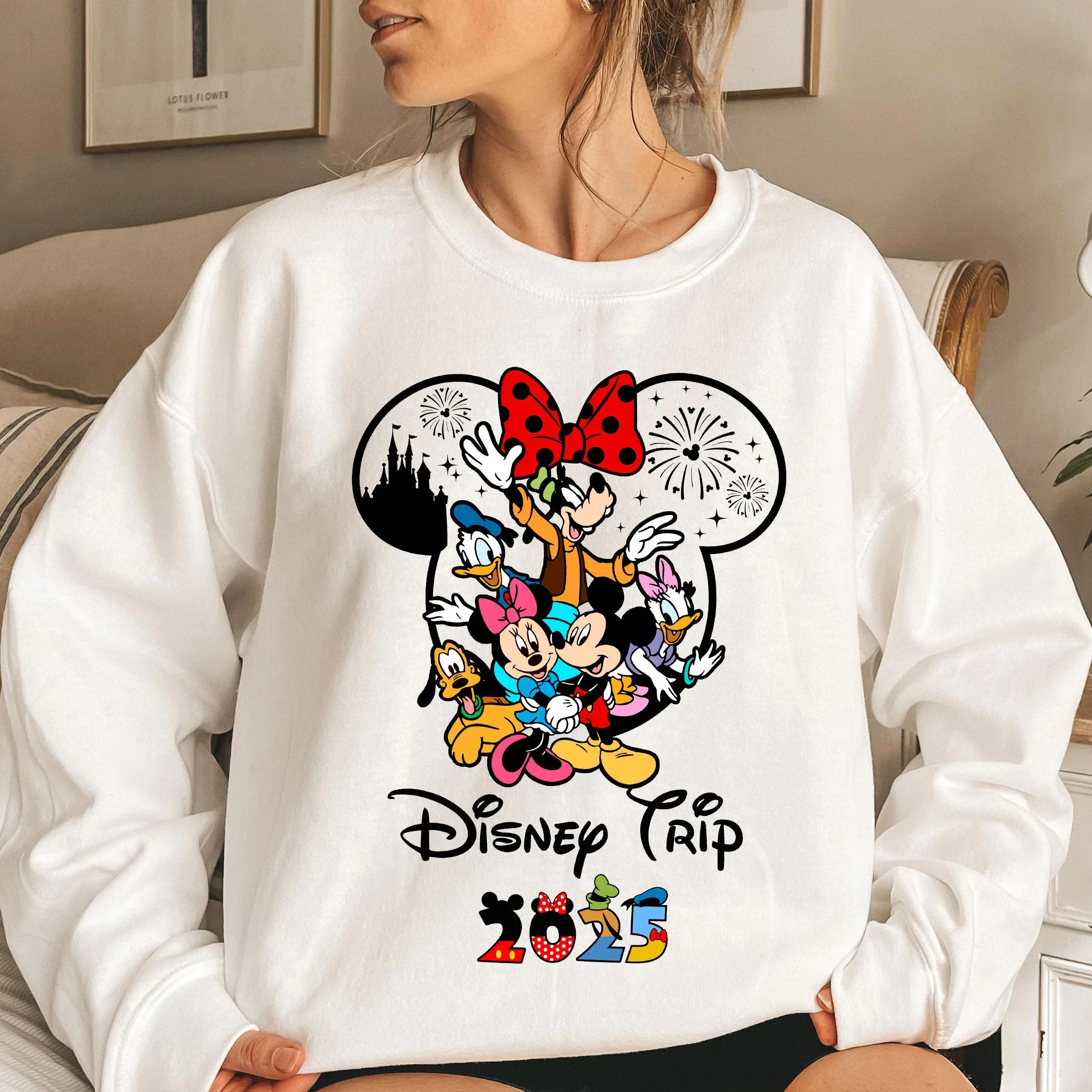 ديزني 2025 رحلة البلوز ميكي ميني الأسرة عطلة هوديي ديزني شخصية قميص الاطفال ديزني ملابس ديزني عطلة هدية