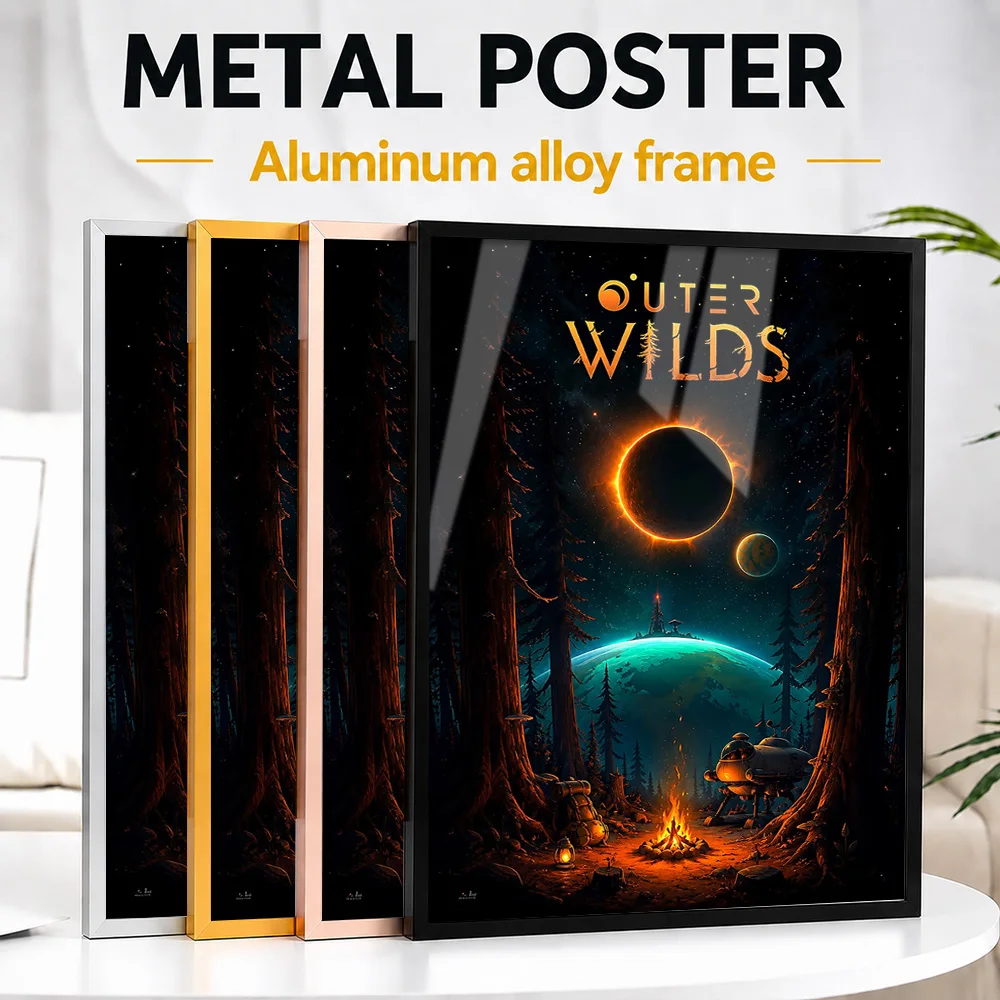 Outer Wilds Space Exploration Framed Aluminum Metal Poster Customized Photo Astronomical Wonder Style Wall Art For Home Office