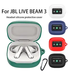 For JBL LIVE BEAM 3 Earphone Case Silicone Bluetooth Headphone Protective Cover Colorful Washable Charging Box Sleeve With Hook