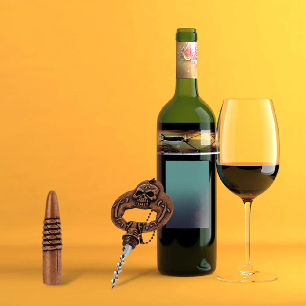 

Beer 2 In 1 Corkscrew Wine Opener Bronze Vintage Skull Design Zinc Alloy Stainless Steel Bottle Opener Antiqued Finish Bar