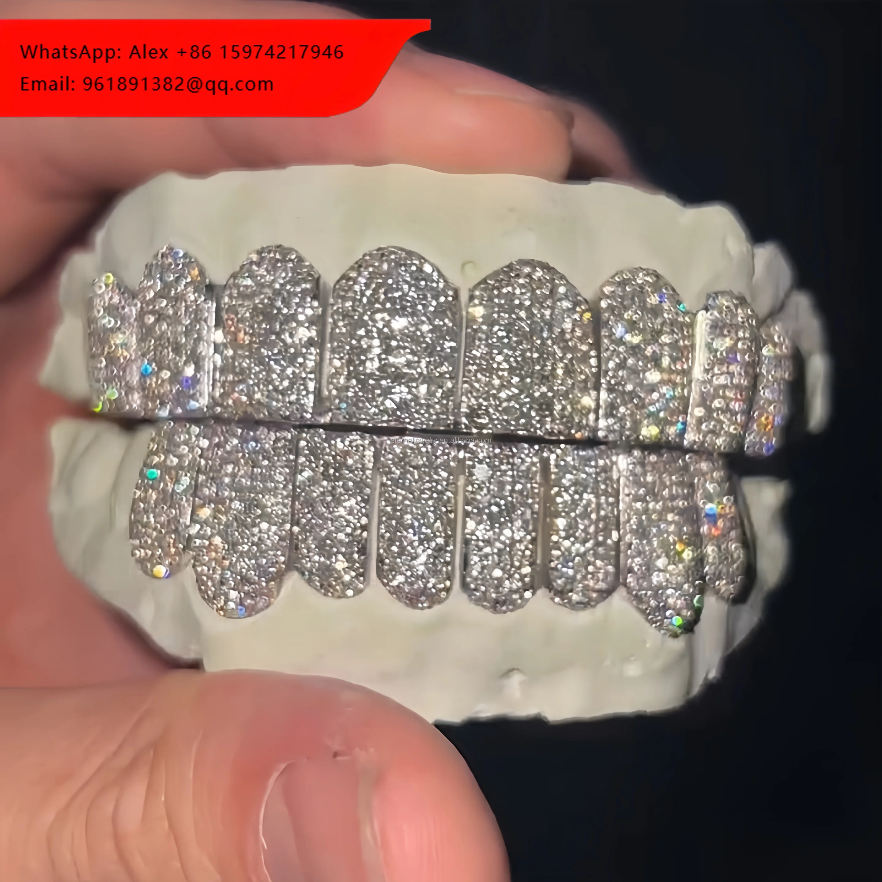 

Custom Women Men Top Bottom 4 6 8 10 S925 Silver 10K 14K 18K Gold D VVS Moissanite Diamond Straight Cut Fine Grillz For Teeth