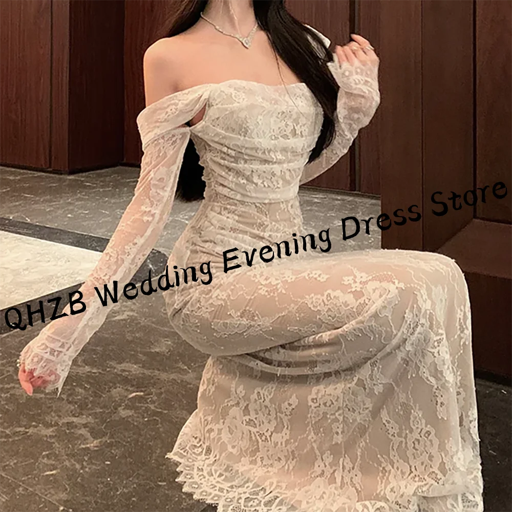Eleganckie proste koronkowe suknie wieczorowe z odkrytymi ramionami syrenka formalne suknie wieczorowe urodziny suknie na bal maturalny dostosowane