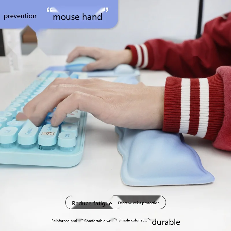 Gradient Braided Wrist Rest Mouse Pad Soft Skin-Friendly Desk Mat for Office Gaming 4 Colors Keyboard Pad