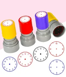 Timbre horloge fuchsia pour enfants, outils d'apprentissage sur montre, style multiple, sceau pour étudiant, fournitures scolaires primaire, 1 pièce