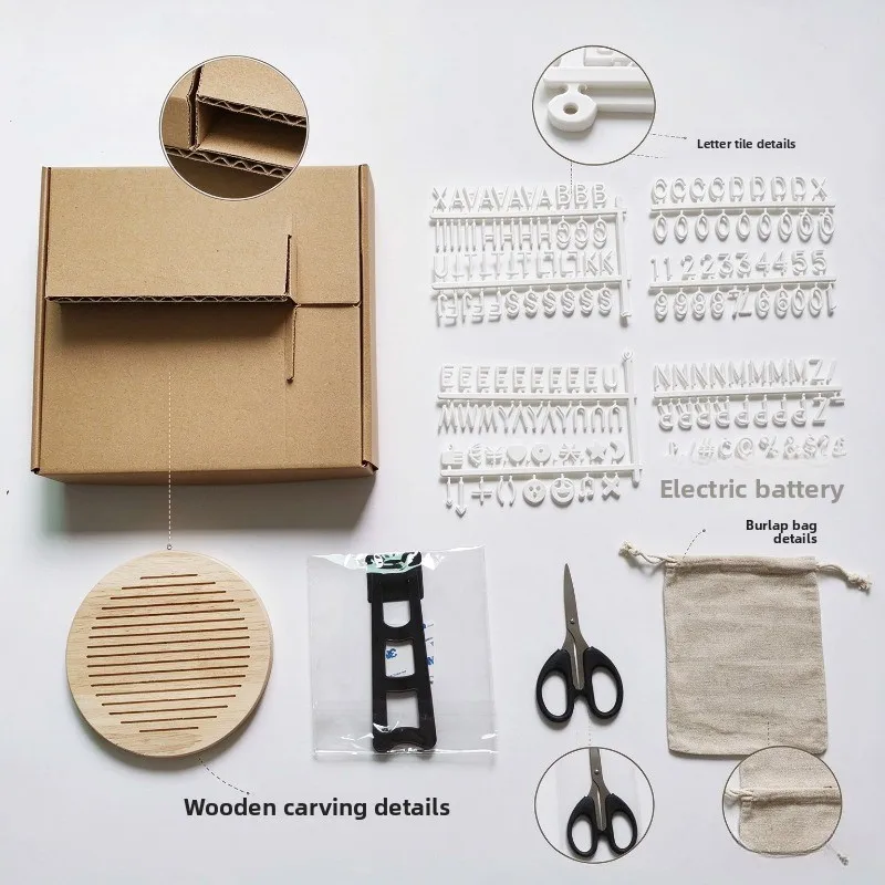 Newborn Photography Prop DIY Letter Board Kit Round Wooden Message Board with Letters Symbols Baby Photo Shoot Decor