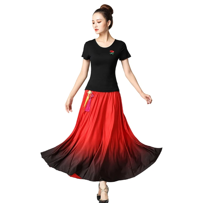 New Style Dancing Clothes Suit Middle-Aged and Elderly Female Modal Blouse Modern Dance Ethnic Style