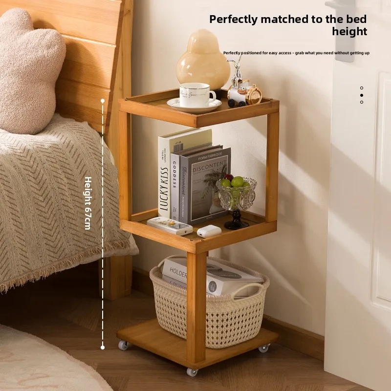 

New model Movable coffee table, living room bedside table, household solid wood side cabinet, sofa side shelf