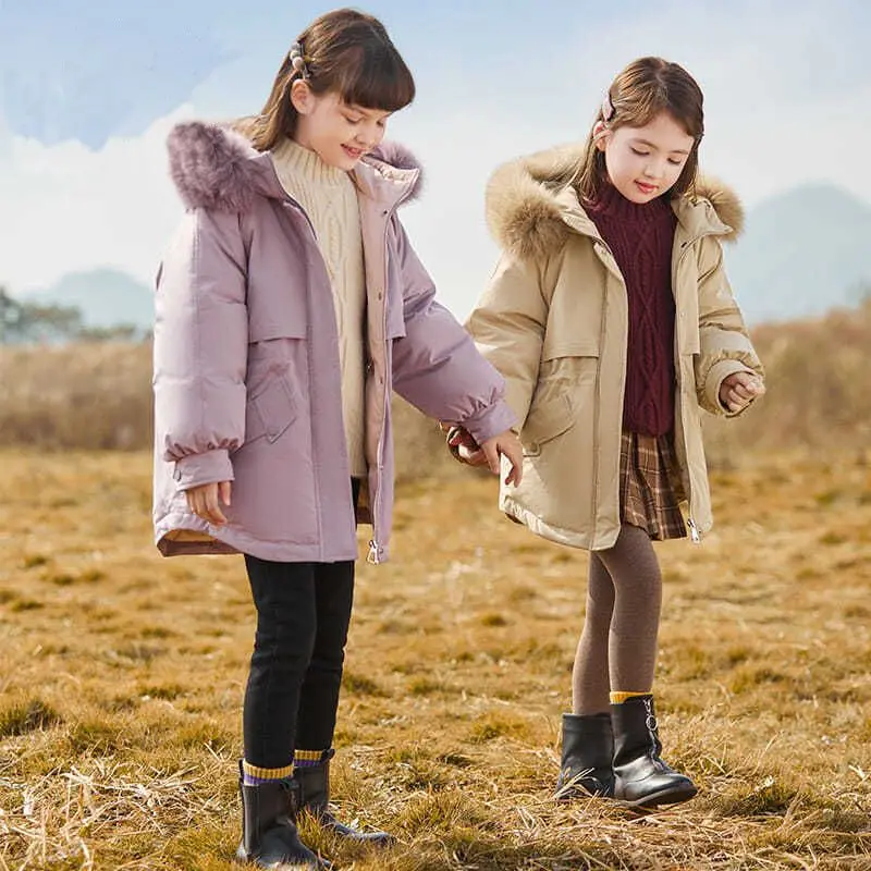 Girls Parka New Cotton Jacket Autumn and Winter Clothing New Fashion Children Winter Clothing Plush and Thick Cotton Coat