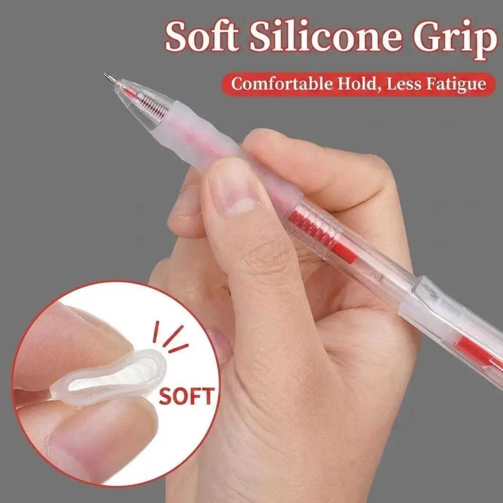 6pcs/set 0.5mm Black Blue Red Gel Pen ST Nib Fast Drying Soft Silicone Gel Grip Neutral Pen for School And Office Use