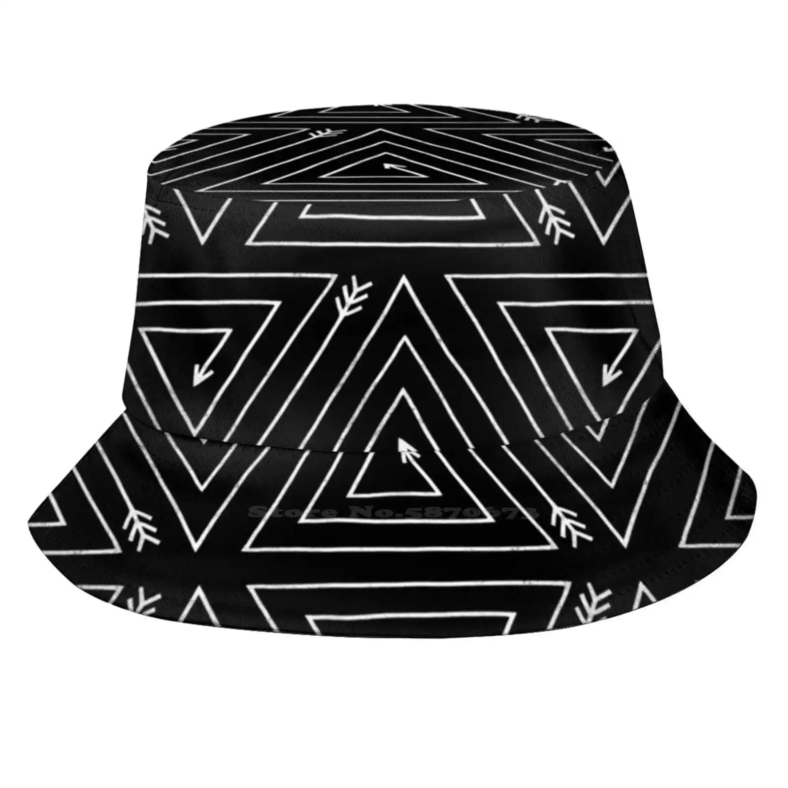 Arrow Unisex Summer Outdoor Sunscreen Hat Cap Arrow Black And White Geometric Abstract Terry Fan Terryfanillustration Digital