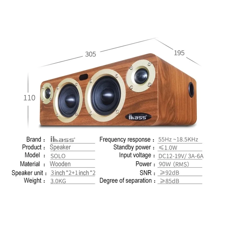 IBASS-مكبر صوت خشبي منزلي ، تلفزيون كاريوكي ، مكبر صوت بلوتوث ، صوت محوري للكمبيوتر ، مضخم صوت باس ، غير مدمر ، طاقة 90 وات