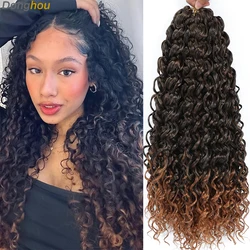 18 Inch Ombre Brown Gogo Curl Crochet Hair Ocean Wave Crochet Hair Deep Twist Curly Water Wave Synthetic Braiding Hair for Women