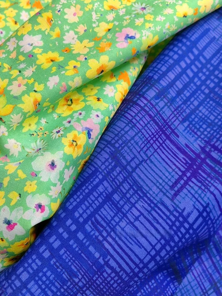 

Kaufman Full Cotton Handmade Patchwork Blue Pattern Fabric for DIY Home Crts Tablecloth Pillowcase Material